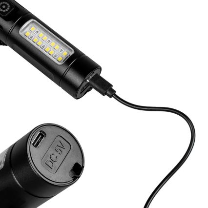 LED Ljusreglerad uppladdningsbar ficklampa med en rött ljus LED/5W/5V IPX4 260 glansig 2000 mAh
