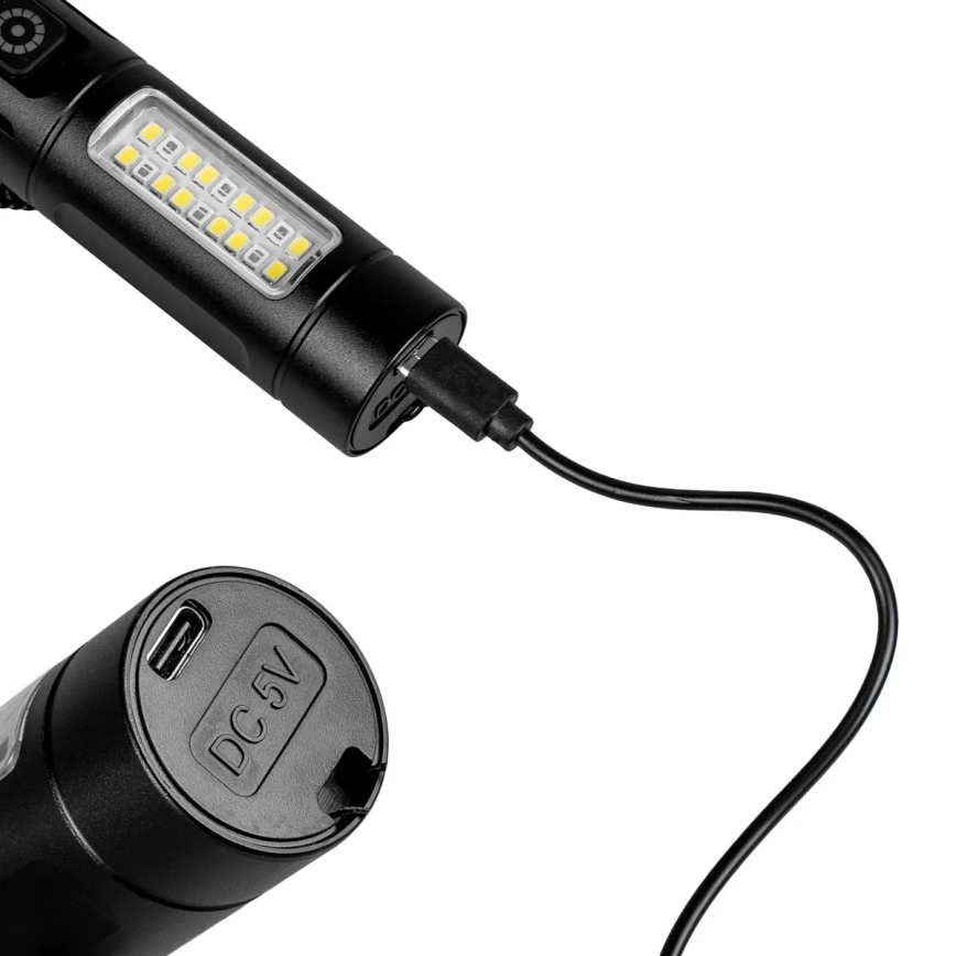 LED Ljusreglerad uppladdningsbar ficklampa med en rött ljus LED/5W/5V IPX4 260 glansig 2000 mAh