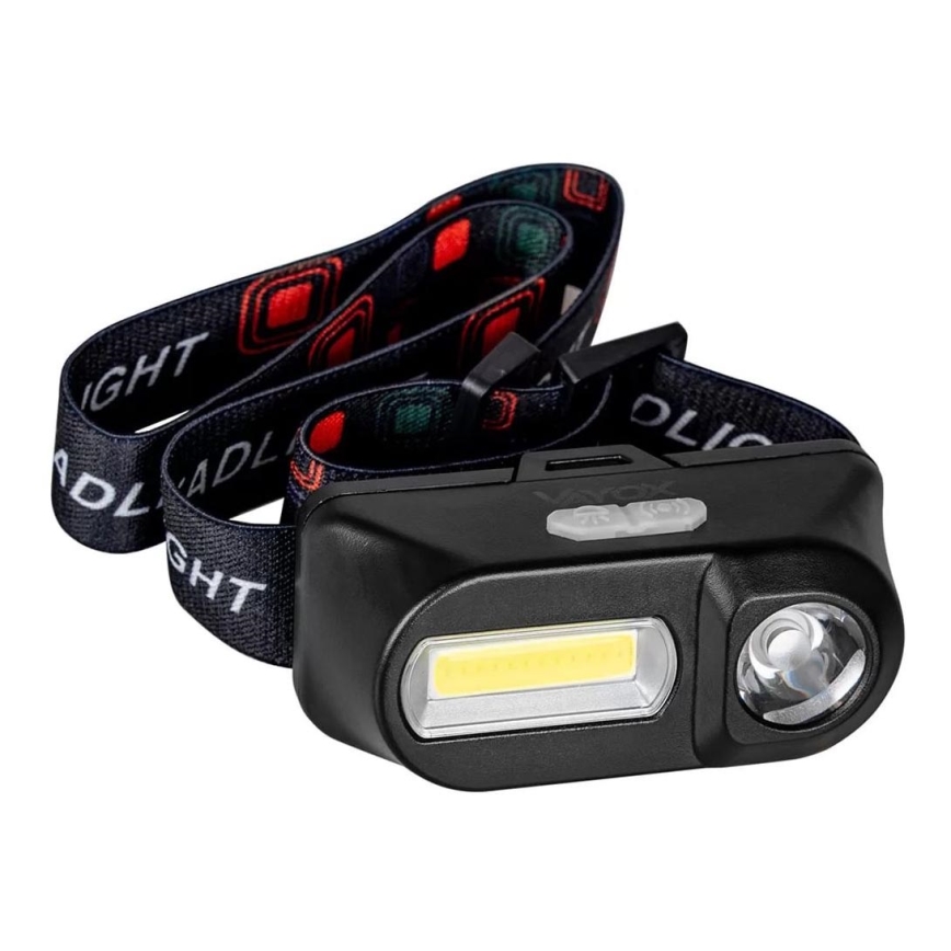 LED Ljusreglerad uppladdningsbar pannlampa 2xLED/5V IP44 210 glansig 2000 mAh