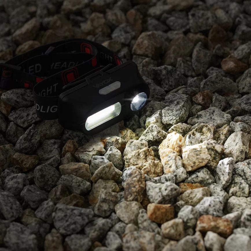LED Ljusreglerad uppladdningsbar pannlampa 2xLED/5V IP44 210 glansig 2000 mAh