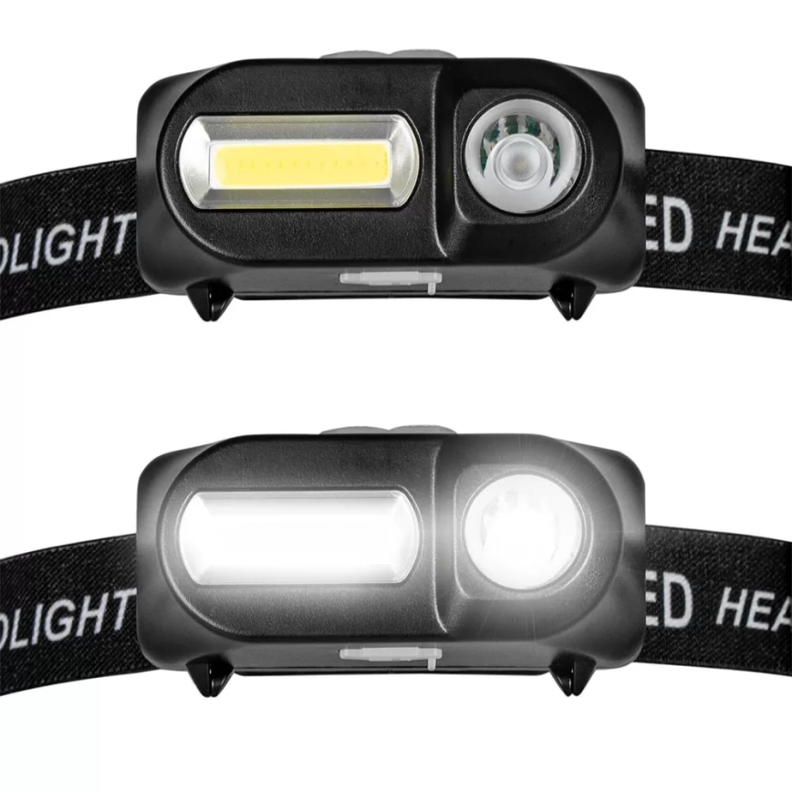 LED Ljusreglerad uppladdningsbar pannlampa 2xLED/5V IP44 210 glansig 2000 mAh