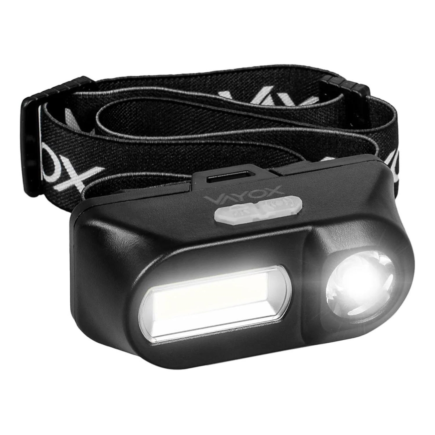 LED Ljusreglerad uppladdningsbar pannlampa 2xLED/5V IPX4 250 glansig 2000 mAh
