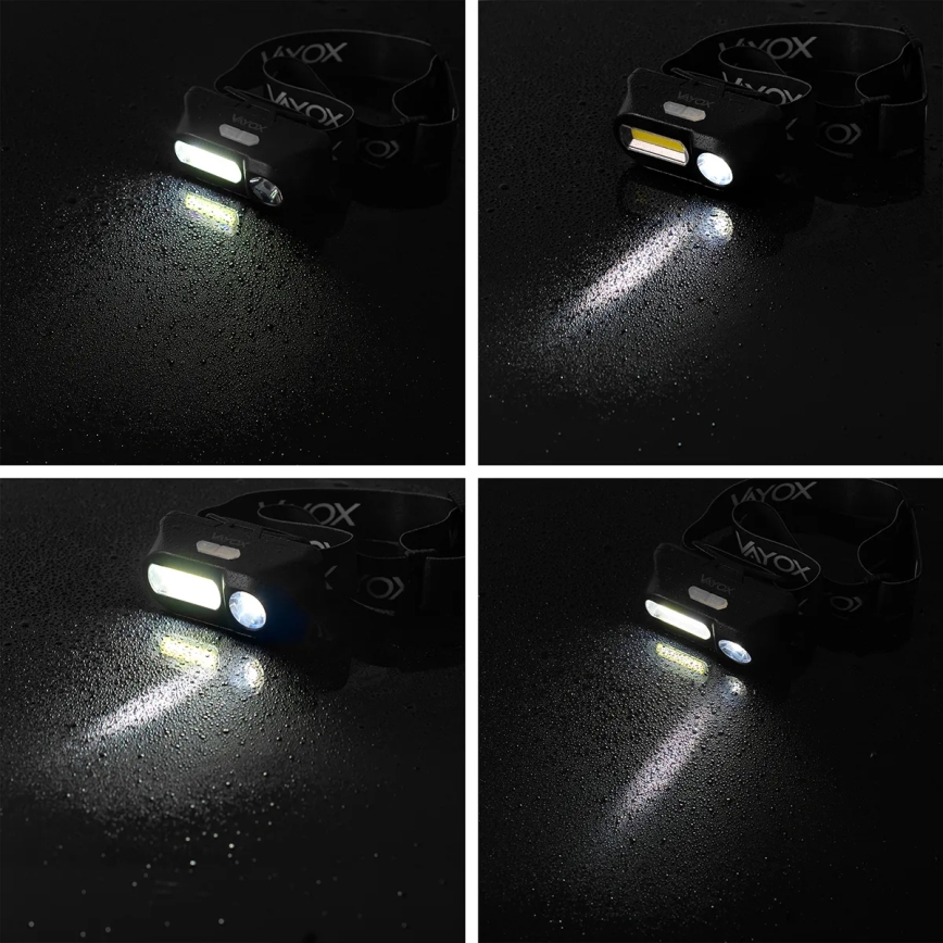 LED Ljusreglerad uppladdningsbar pannlampa 2xLED/5V IPX4 250 glansig 2000 mAh