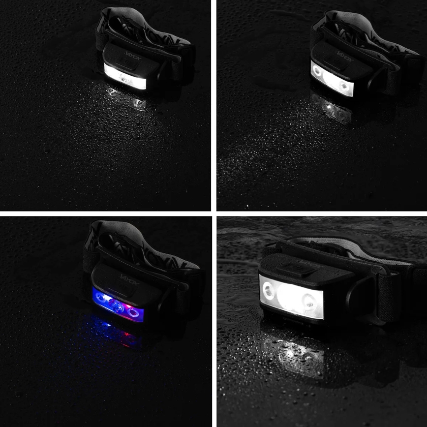 LED Ljusreglerad uppladdningsbar pannlampa 3xLED/5V IPX4 100 glansig 1200 mAh