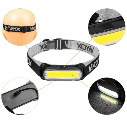 LED Ljusreglerad uppladdningsbar pannlampa LED/5V IPX4 300 glansig 1200 mAh