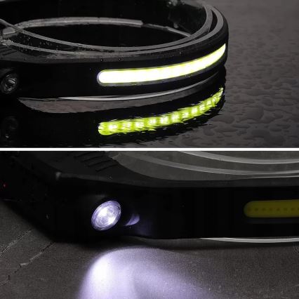 LED Ljusreglerad uppladdningsbar pannlampa med sensor 2xLED/5V IP44 350 glansig 1200 mAh