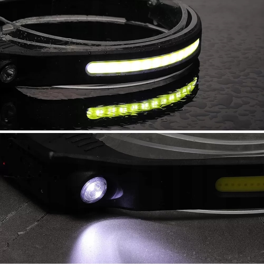 LED Ljusreglerad uppladdningsbar pannlampa med sensor 2xLED/5V IP44 350 glansig 1200 mAh