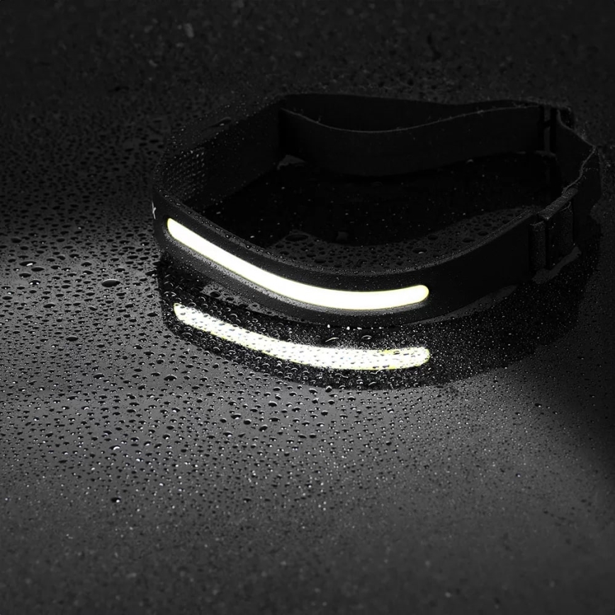 LED Ljusreglerad uppladdningsbar pannlampa med sensor 2xLED/5V IP44 350 glansig 1200 mAh