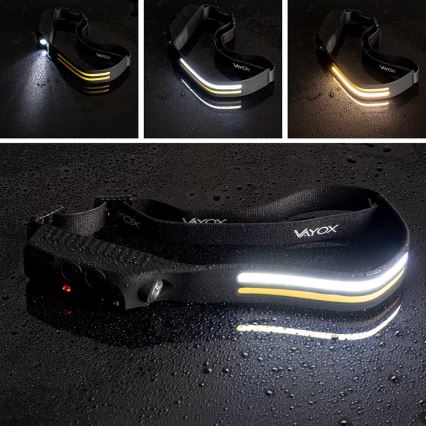 LED Ljusreglerad uppladdningsbar pannlampa med sensor 3xLED/5V IP44 300 glansig 1200 mAh