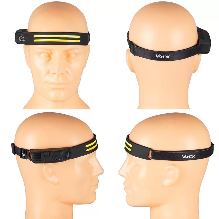 LED Ljusreglerad uppladdningsbar pannlampa med sensor 3xLED/5V IP44 300 glansig 1200 mAh