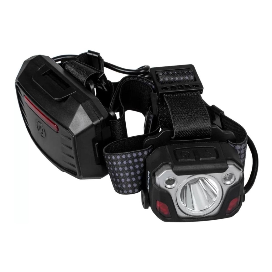 LED Ljusreglerad uppladdningsbar pannlampa med sensor med strömbanksfunktion och rött ljus LED/10W/5V IP44 1200 glansig 4000 mAh