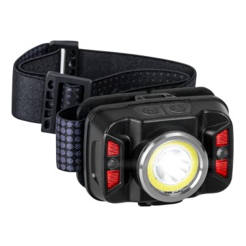 LED Ljusreglerad uppladdningsbar pannlampa med sensor och rött ljus LED/15W/5V IP66 430 glansig 1800 mAh