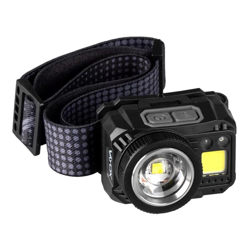 LED Ljusreglerad uppladdningsbar pannlampa med sensor och rött ljus LED/6W/5V/3xAAA IP44 500 glansig 1200 mAh
