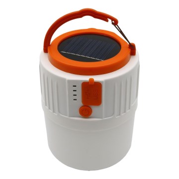 LED Ljusreglerad uppladdningsbar solcell belysning med strömbanksfunktion K1 LED/3W/3,7V 7000K IPX4 3200 mAh vit