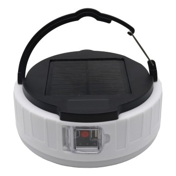 LED Ljusreglerad uppladdningsbar solcell lampa med strömbanksfunktion K3 LED/2W/5,5V 6500K IPX4 1200 mAh svart/vit