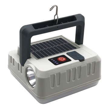 LED Ljusreglerad uppladdningsbar solcell lampa med strömbanksfunktion LED/1W/5,5V 8000K IPX4 1200 mAh grå