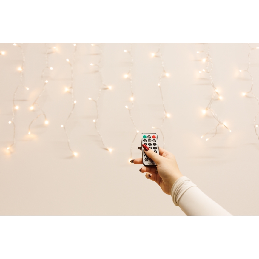 LED Ljusreglerad utomhus Julgardin CURTAIN 360xLED/8,4W/230V 2x2 m IP44 varm vit + fjärrkontroll