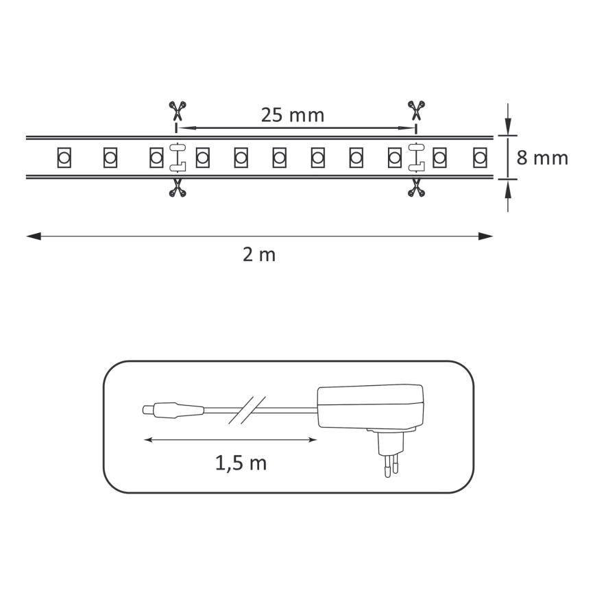 LED ljusslinga  2m LED/18W/12V IP65 4000K