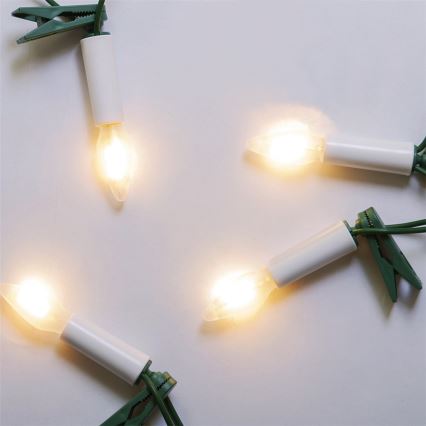 LED julkedja för utomhusbruk FELICIA FILAMENT 20xE10 19m genomskinlig/varm vit IP44, Made in the EU