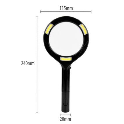 LED-lupp 3×ZOOM med LED-belysning LED/3W/2xAA IP22