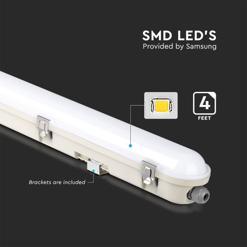 LED lysrör arbetsbelysning med nödmodul EMERGENCY LED/36W/230V 6500K 120cm IP65