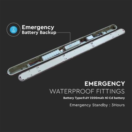 LED lysrör arbetsbelysning med nödmodul EMERGENCY LED/36W/230V 6500K 120cm IP65