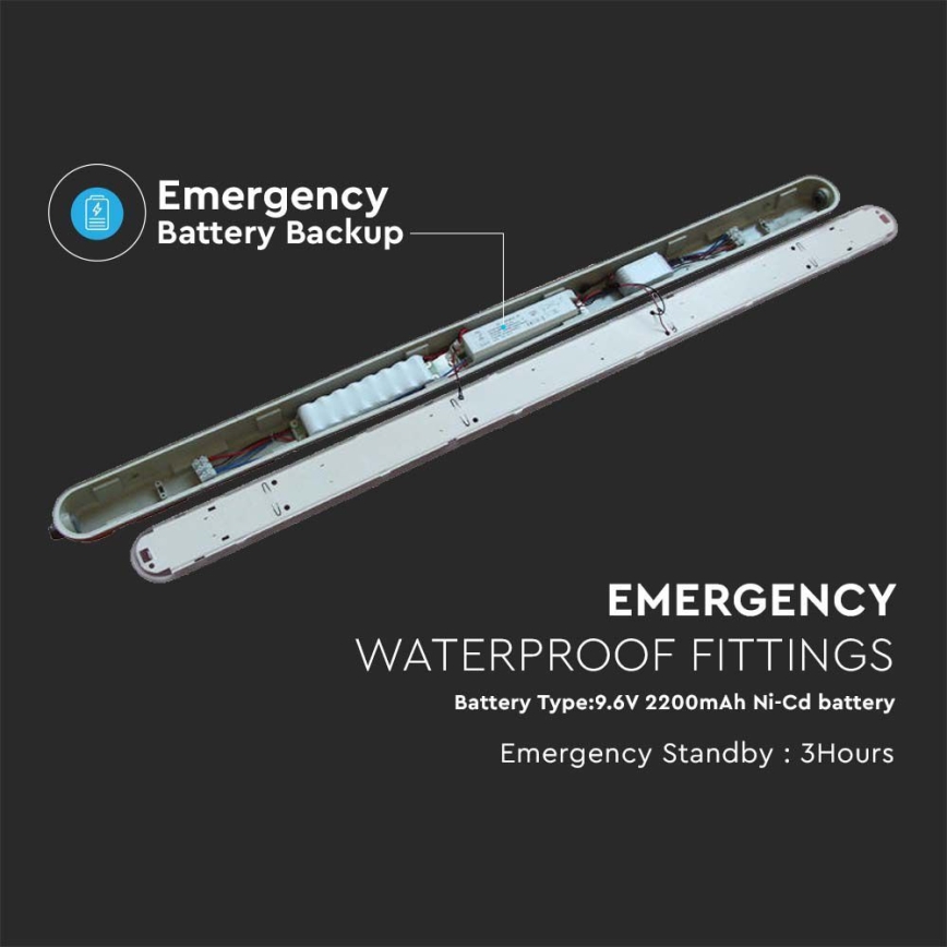 LED lysrör arbetsbelysning med nödmodul EMERGENCY LED/36W/230V 6500K 120cm IP65