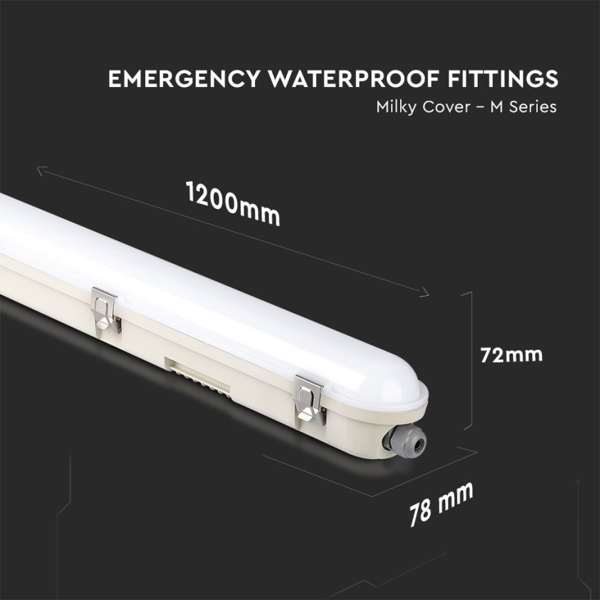 LED lysrör arbetsbelysning med nödmodul EMERGENCY LED/36W/230V 6500K 120cm IP65