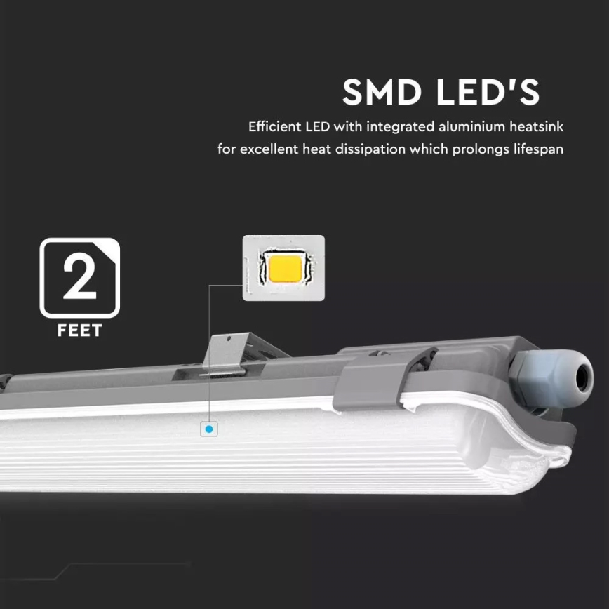 LED lysrör arbetsbelysning T8 1xG13/18W/230V 6400K 120cm IP65