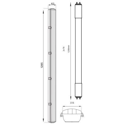 LED lysrör arbetsbelysning T8 2xG13/18W/230V 4000K IP65