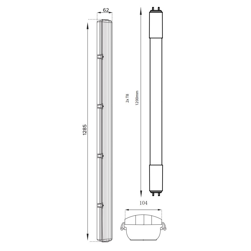 LED lysrör arbetsbelysning T8 2xG13/18W/230V 4000K IP65