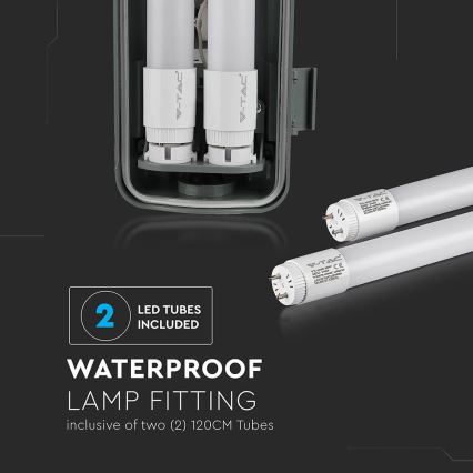 LED lysrör arbetsbelysning T8 2xG13/22W/230V IP65 6400K 156 cm