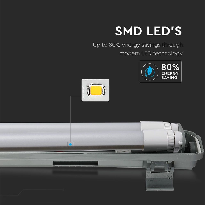 LED lysrör arbetsbelysning T8 2xG13/22W/230V IP65 6400K 156 cm