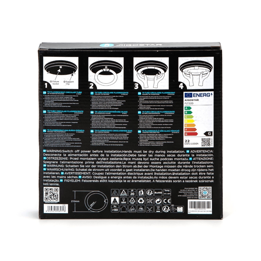 LED lysrör T9 G24q-1/22W/230V 6500K - Aigostar