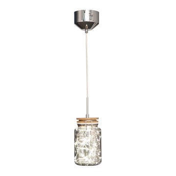 LED med upphängningsrem SHOCK LED/5W/230V skinande krom/trä