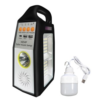 LED Multifunktionell solcell lampa med en högtalare och power bank LED/5W/7200mAh IP65