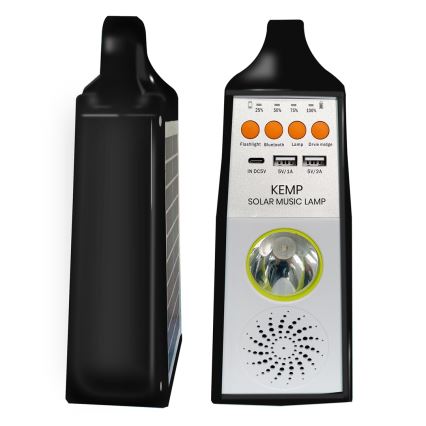 LED Multifunktionell solcell lampa med en högtalare och power bank LED/5W/7200mAh IP65