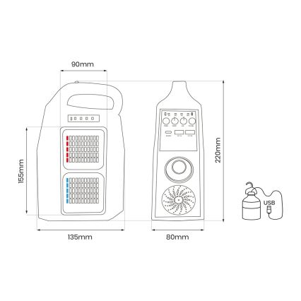 LED Multifunktionell solcell lampa med en högtalare och powerbank LED/5W/7200 mAh IP65