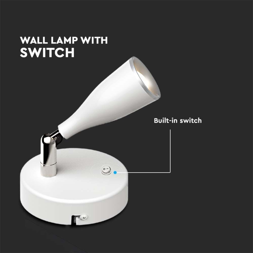 LED Nástěnná spotlight LED/4,5W/230V 3000K vit