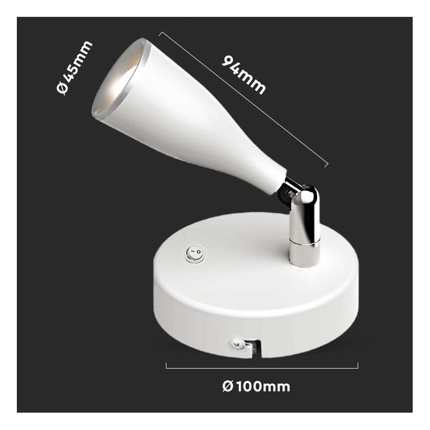 LED Nástěnná spotlight LED/4,5W/230V 3000K vit