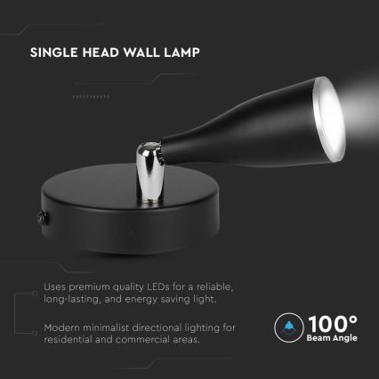 LED Nástěnná spotlight LED/4,5W/230V 4000K svart