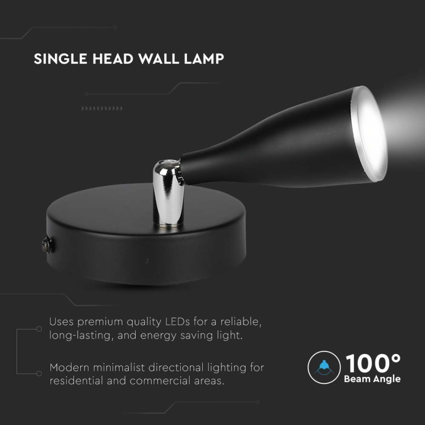 LED Nástěnná spotlight LED/4,5W/230V 4000K svart