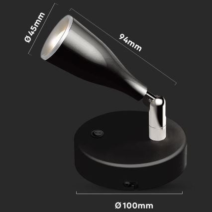 LED Nástěnná spotlight LED/4,5W/230V 4000K svart