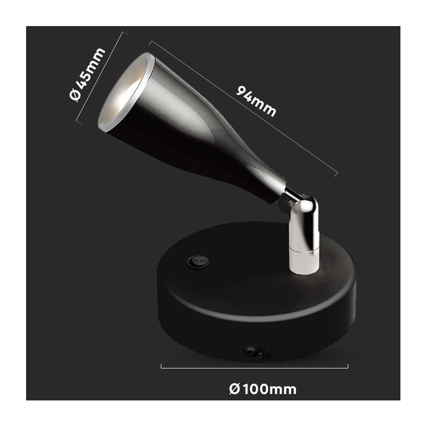 LED Nástěnná spotlight LED/4,5W/230V 4000K svart