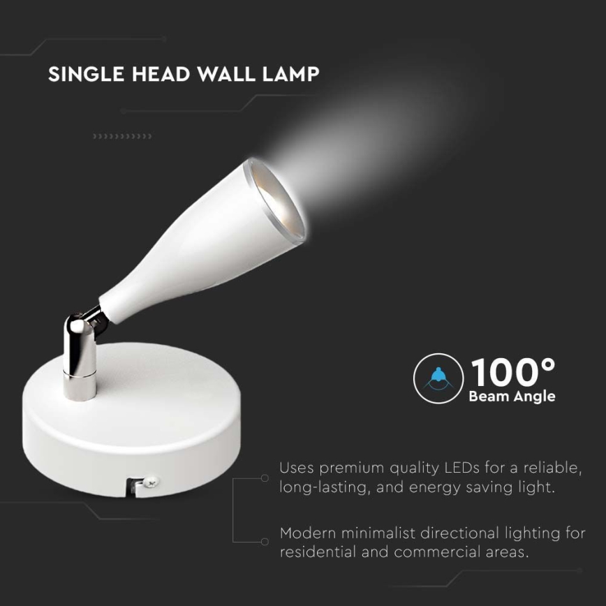 LED Nástěnná spotlight LED/4,5W/230V 4000K vit