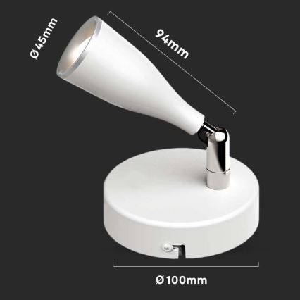 LED Nástěnná spotlight LED/4,5W/230V 4000K vit
