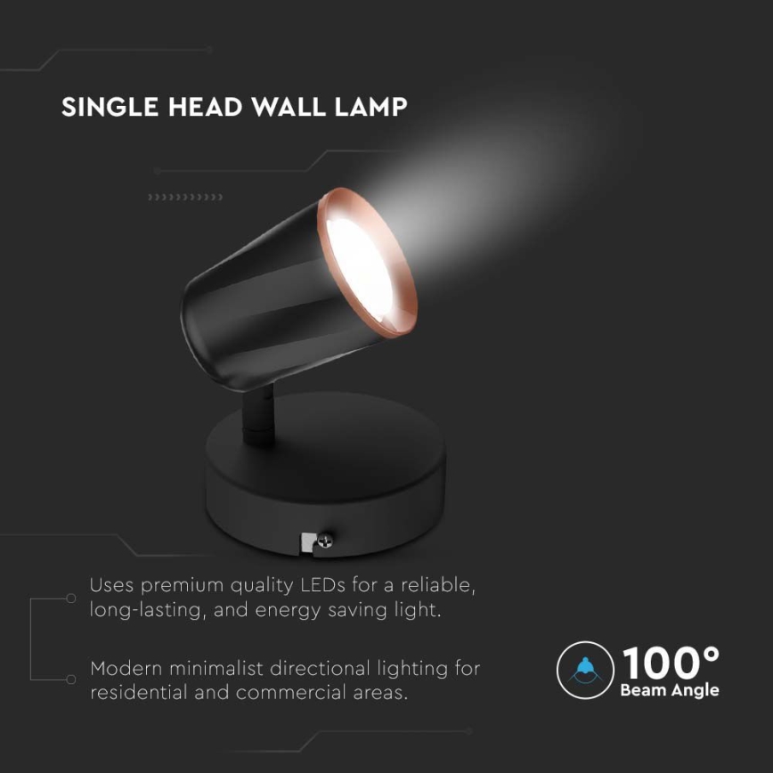LED Nástěnná spotlight LED/5W/230V 4000K svart