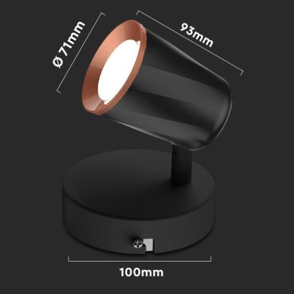 LED Nástěnná spotlight LED/5W/230V 4000K svart