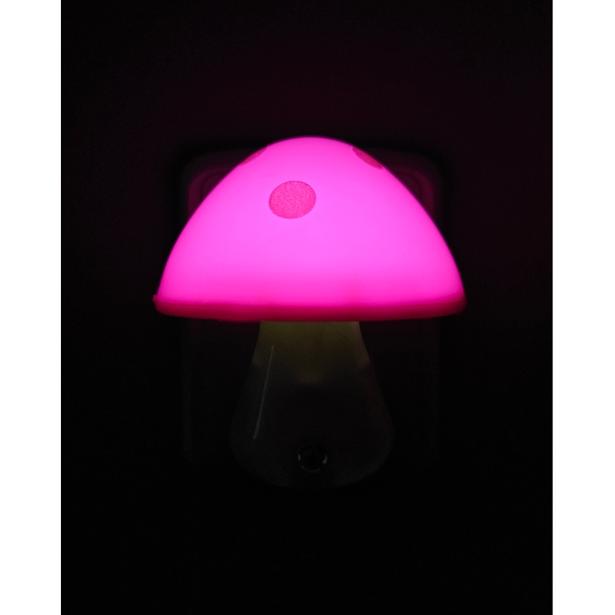 LED nattlampa för barn med skymningssensor LED/0,5W/230V flugsvamp