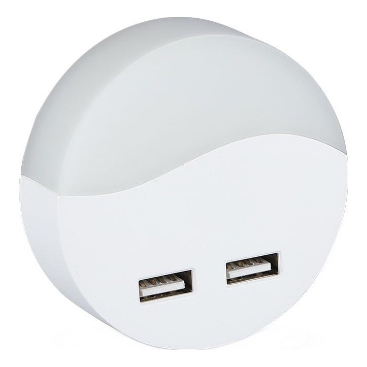 LED Nattlampa för uttag med skymningssensor 2xUSB LED/0,45W/230V 3000K